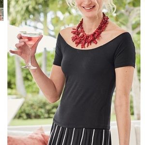 SOFT SURROUNDINGS NAVY UNDERWIRE TEE SZ 38B NWOT